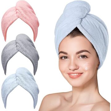 3 Pack Microfibre Hair Towel Wrap
